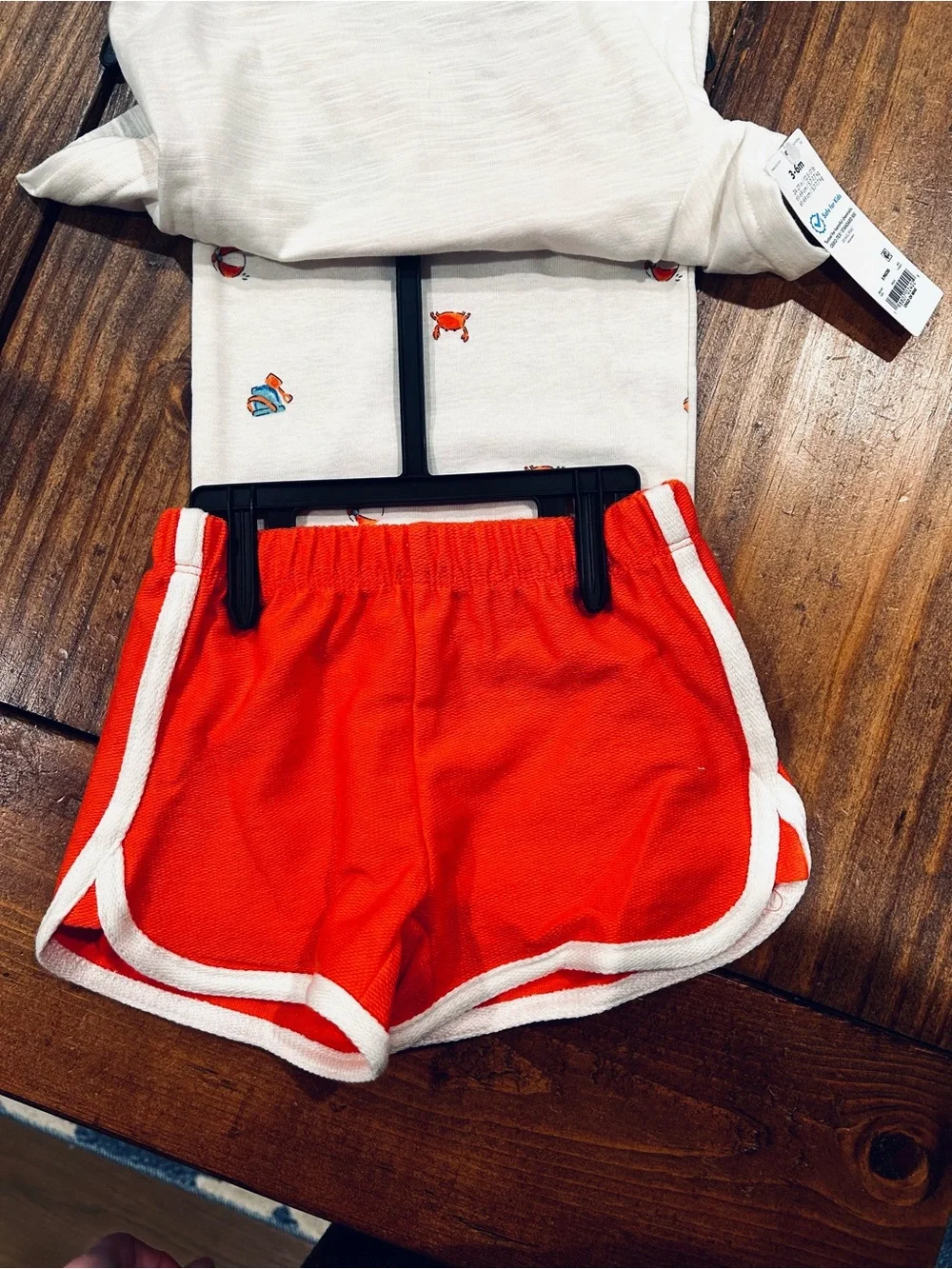 Carter's Miami Beach Tee with Bright Red Trim Shorts and onesie- new with tags